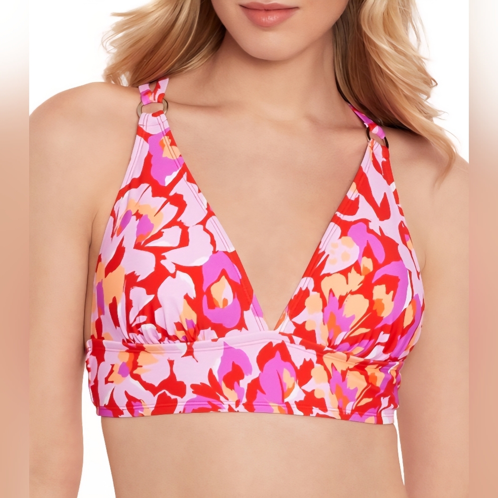 Salt + Cove Womens Printed Nylon Bikini Swim Top, Medium